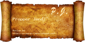 Propper Jenő névjegykártya