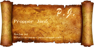 Propper Jenő névjegykártya